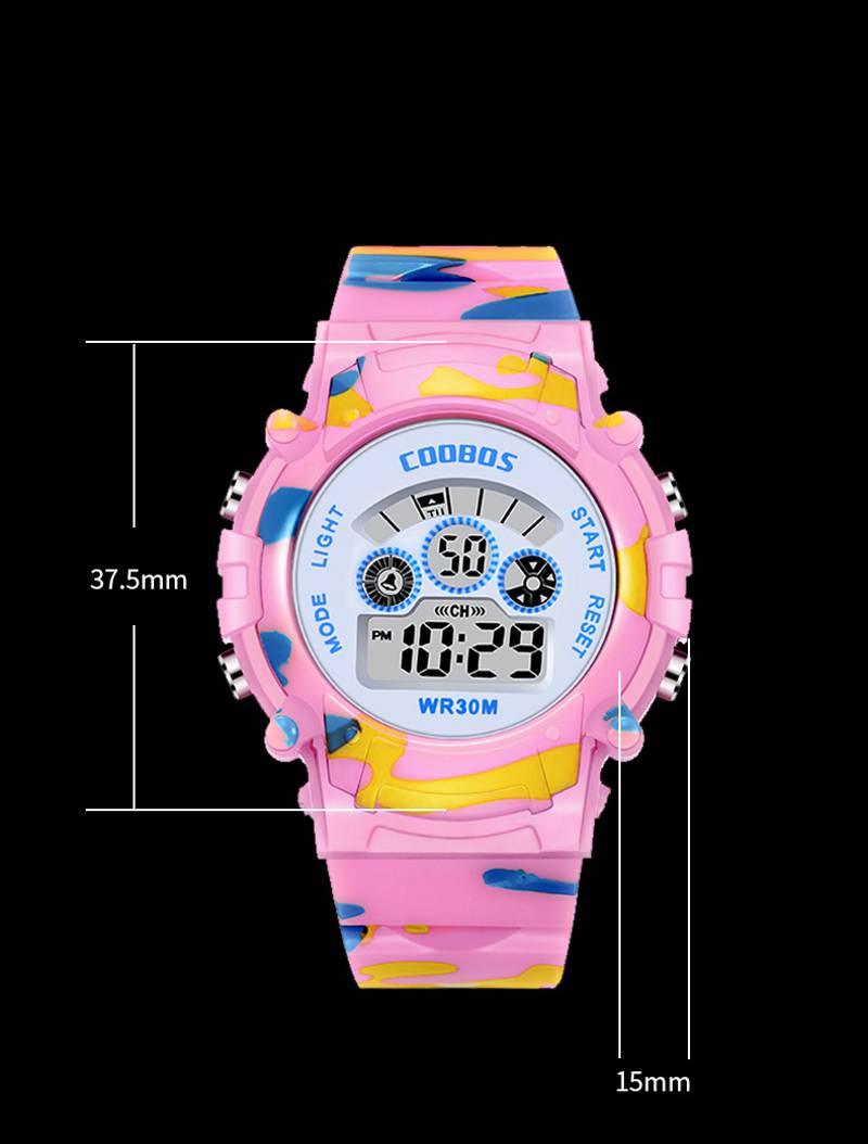 Luminous Camouflage Kids Watches LED Colorful Flash Digital Waterproof Alarm Date Week Digital Sport Watch For Boys Girls Kid Waterproof Electronic Multi Function Casual Outdoor Watches