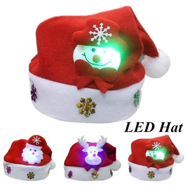 Luminous Christmas Hat Glowing Santa Claus, Snowman, Deer Christmas Hat