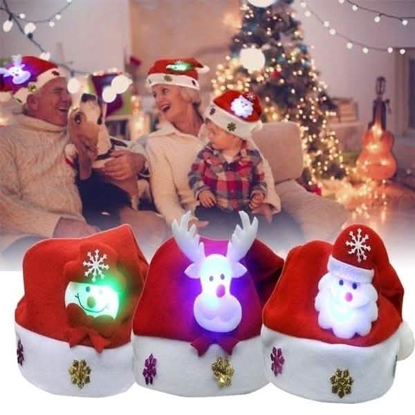 Luminous Christmas Hat Glowing Santa Claus, Snowman, Deer Christmas Hat