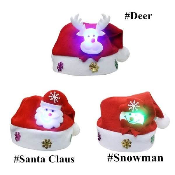 Luminous Christmas Hat Glowing Santa Claus, Snowman, Deer Christmas Hat