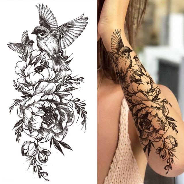 Luxury Black Forest Tiger Wolf Tattoo Sticker Temporary Tattoo Animals Colorful Big Tattoo Stickers For Mens Womens