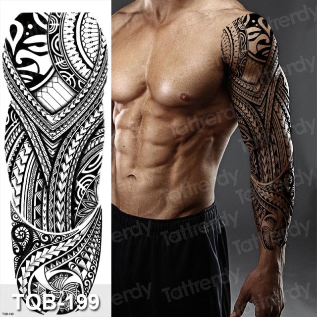 Luxury Black Temporary Tattoo Waterproof Big Lion Tattoo For Body Arm Legs Modern Large Design