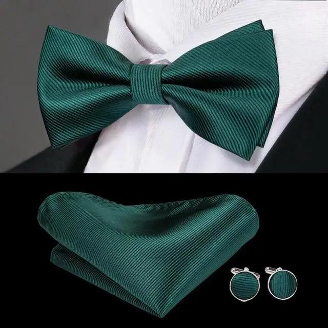 Luxury Butterfly Beige Silk Bow Ties For Men Gentlemens Cufflinks Set Elegant Design Wedding Party Bowties For Tuxedo Excellent Gift For Prom