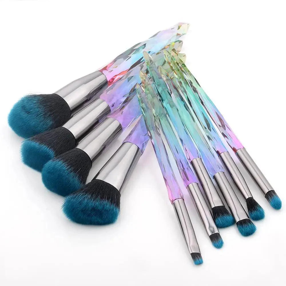 Luxury Cosmic Color New Luxury Crystal Makeup Brushes Powder Foundation Eyeshadow Eyebrow Cosmetics for Face Fan Make Up Brush Set