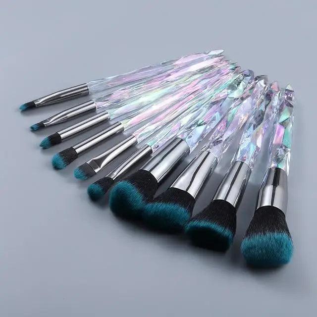 Luxury Cosmic Color New Luxury Crystal Makeup Brushes Powder Foundation Eyeshadow Eyebrow Cosmetics for Face Fan Make Up Brush Set