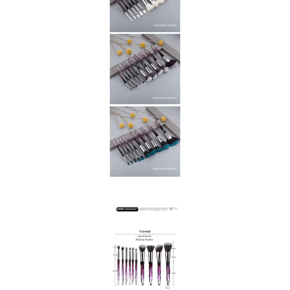 Luxury Cosmic Color New Luxury Crystal Makeup Brushes Powder Foundation Eyeshadow Eyebrow Cosmetics for Face Fan Make Up Brush Set