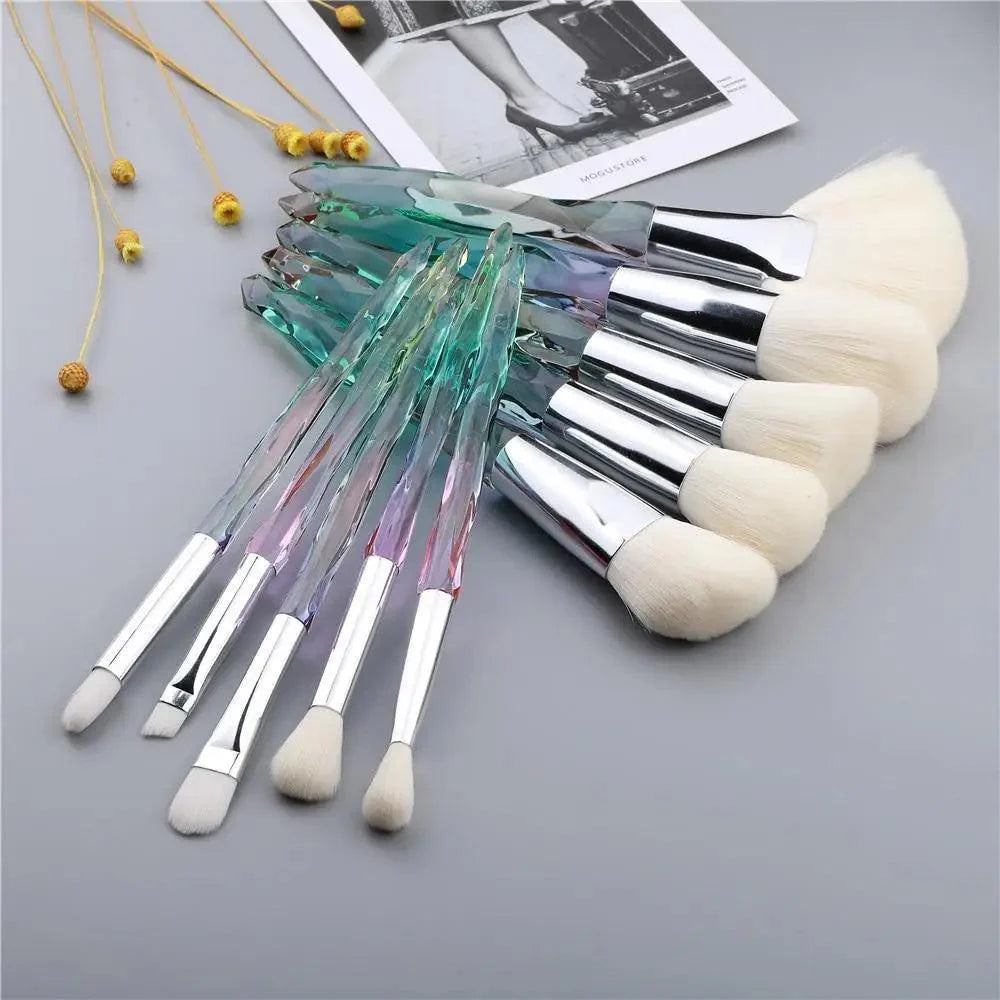 Luxury Cosmic Color New Luxury Crystal Makeup Brushes Powder Foundation Eyeshadow Eyebrow Cosmetics for Face Fan Make Up Brush Set