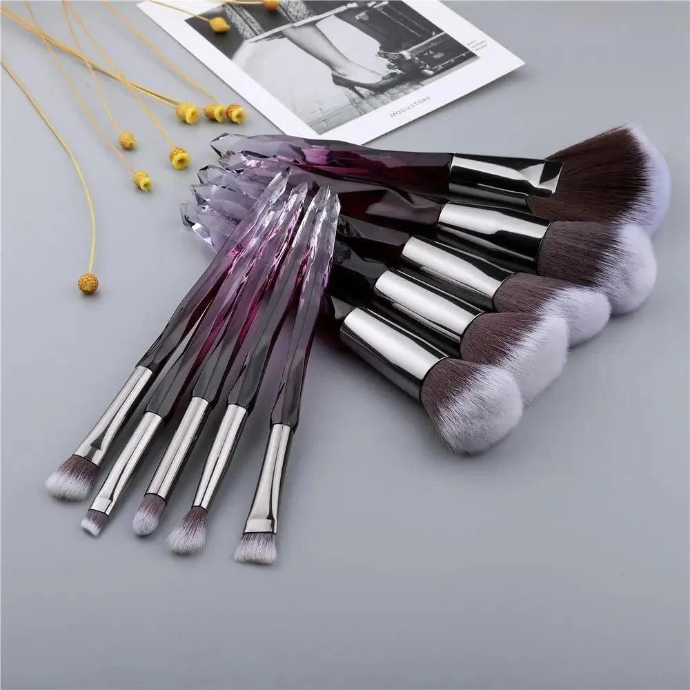 Luxury Cosmic Color New Luxury Crystal Makeup Brushes Powder Foundation Eyeshadow Eyebrow Cosmetics for Face Fan Make Up Brush Set