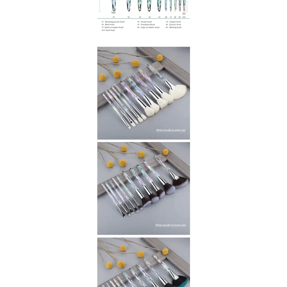 Luxury Cosmic Color New Luxury Crystal Makeup Brushes Powder Foundation Eyeshadow Eyebrow Cosmetics for Face Fan Make Up Brush Set