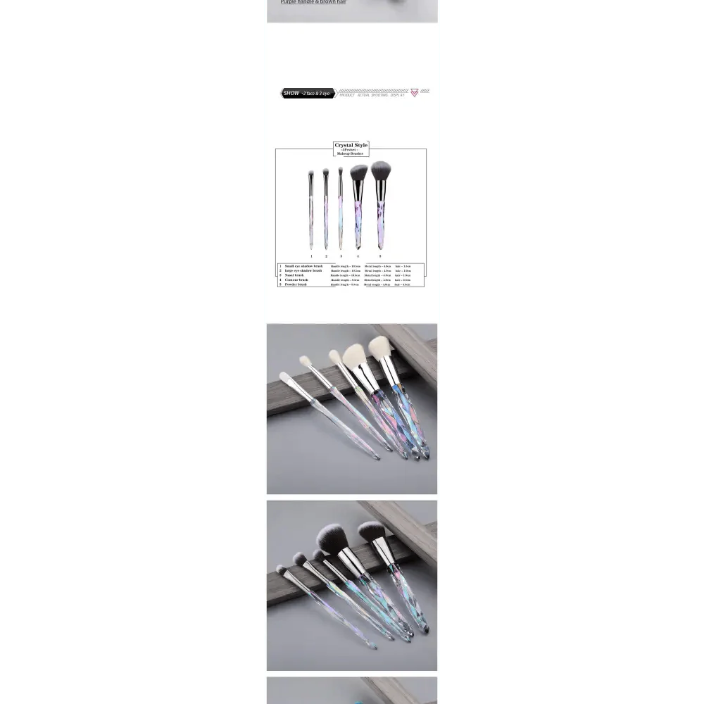 Luxury Cosmic Color New Luxury Crystal Makeup Brushes Powder Foundation Eyeshadow Eyebrow Cosmetics for Face Fan Make Up Brush Set