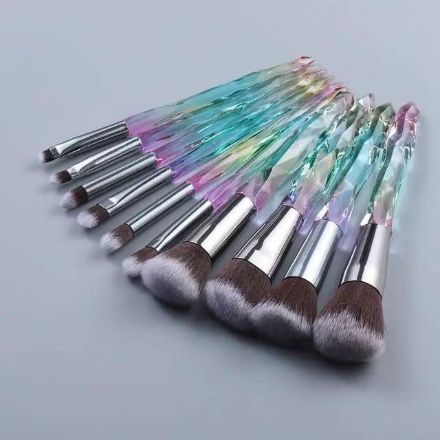Luxury Cosmic Color New Luxury Crystal Makeup Brushes Powder Foundation Eyeshadow Eyebrow Cosmetics for Face Fan Make Up Brush Set