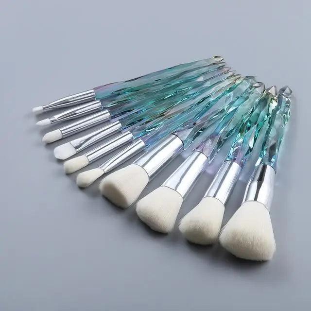Luxury Cosmic Color New Luxury Crystal Makeup Brushes Powder Foundation Eyeshadow Eyebrow Cosmetics for Face Fan Make Up Brush Set