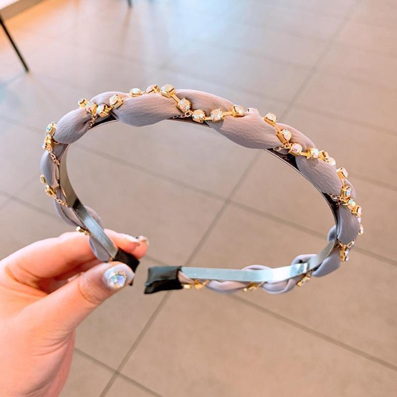 Luxury Crystal Rhinestone Cross Hair Bands For Girls Women Chiffon Stylish Headwear Korean Hair Bands Hoop New Fashion Gorgeous Hair Accessories For Women