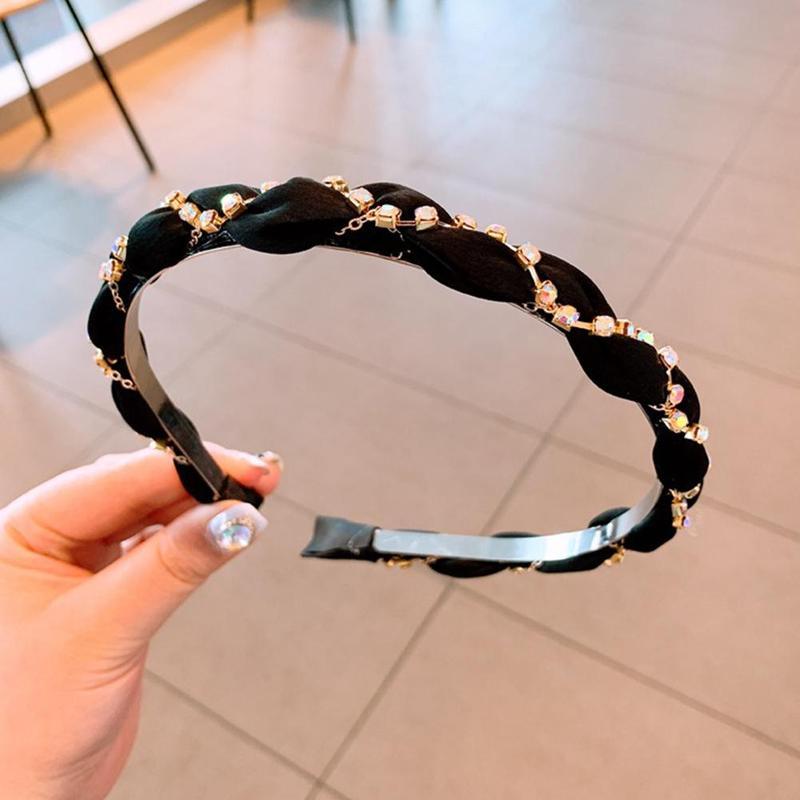 Luxury Crystal Rhinestone Cross Hair Bands For Girls Women Chiffon Stylish Headwear Korean Hair Bands Hoop New Fashion Gorgeous Hair Accessories For Women