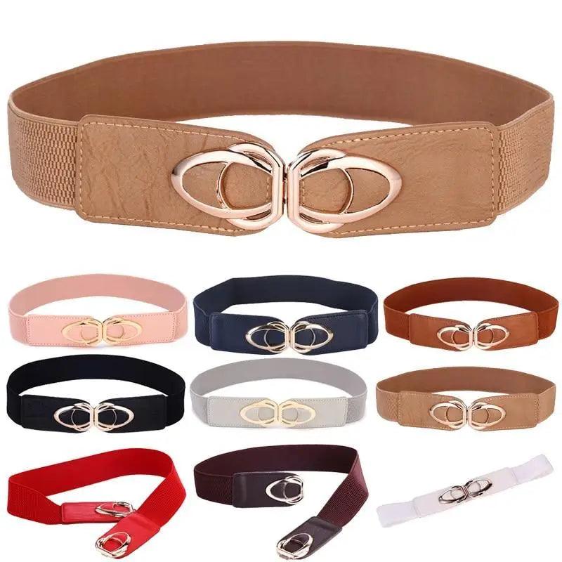 Luxury Elastic PU Leather Wide Belts For Women Fashion Stretchy Thick Waist Dress Plus Size Waistbands For Women