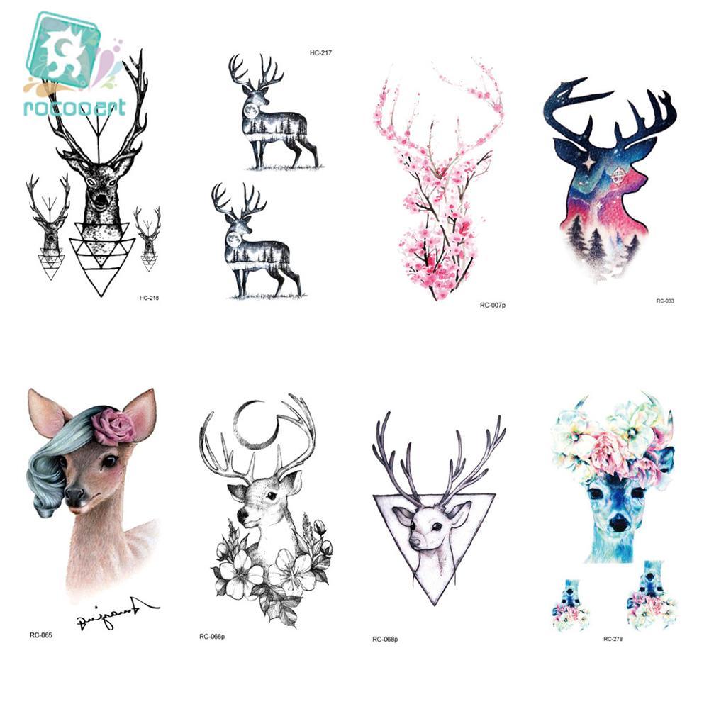 Luxury Head Deer Waterproof Temporary Stickers Tattoo Modern Colorful Tatoo For Women Men