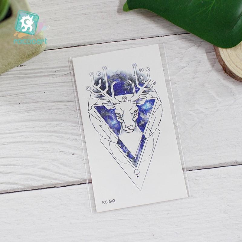 Luxury Head Deer Waterproof Temporary Stickers Tattoo Modern Colorful Tatoo For Women Men