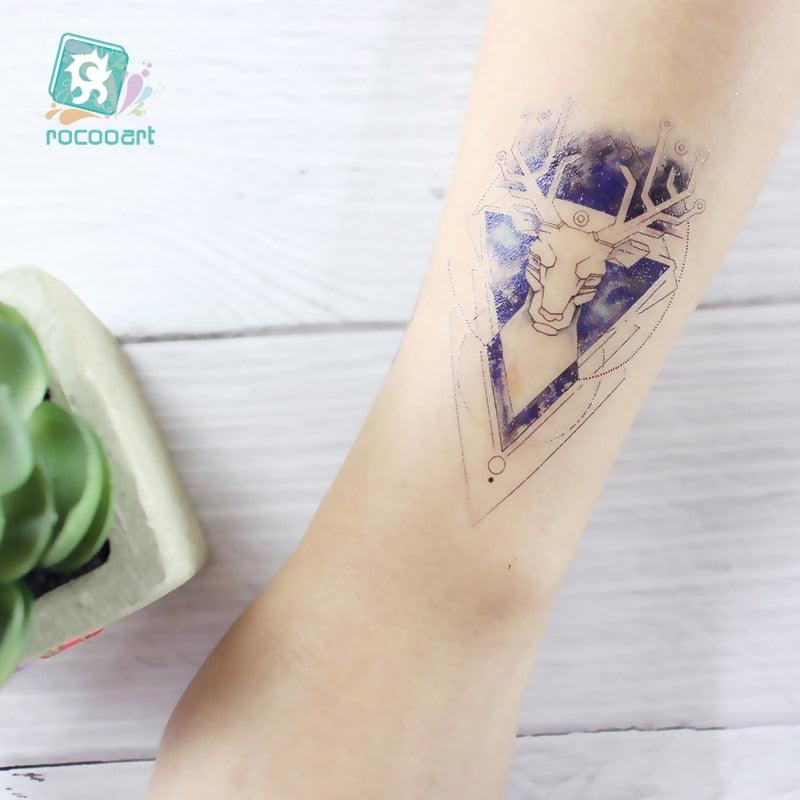 Luxury Head Deer Waterproof Temporary Stickers Tattoo Modern Colorful Tatoo For Women Men