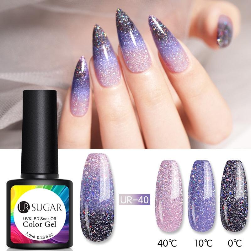 Luxury Modern Elegant Colorful Diamond Gel Nail Polish UV Temperature Color Changing Elegant Fashion Rainbow Colors For Womens