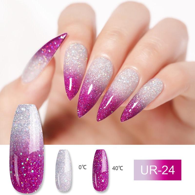 Luxury Modern Elegant Colorful Diamond Gel Nail Polish UV Temperature Color Changing Elegant Fashion Rainbow Colors For Womens