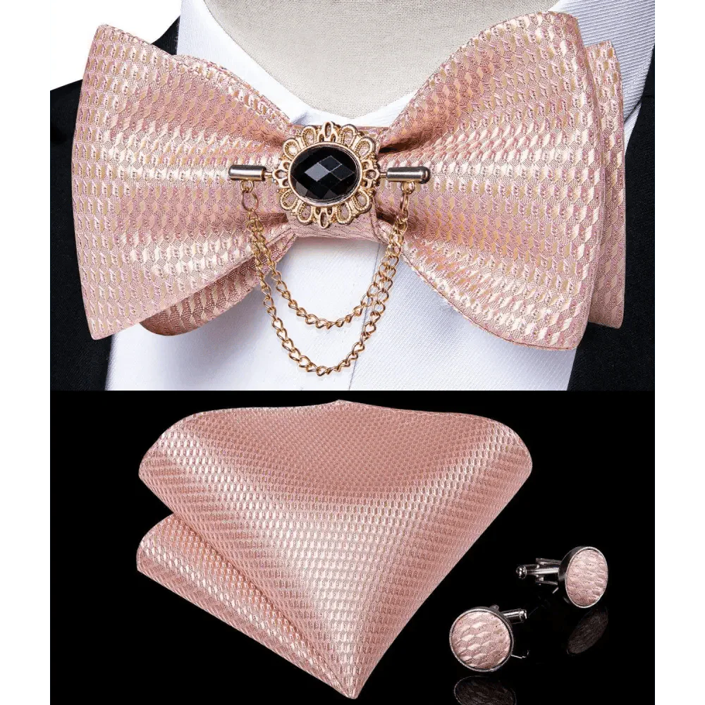 Luxury Pink Solid Men Bow Tie Silk Business Wedding Elegant Bowtie For Men Unique Desing For Every Occasion