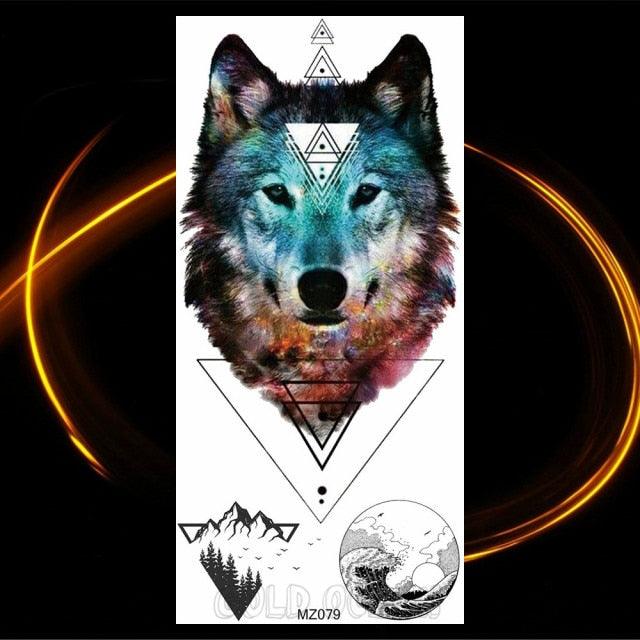 Luxury Tiger Temporary Tattoos Fox Wolf Fake Tattoo Sticker Realistic Black Animal Temporary Tattoo Stickers For Mens