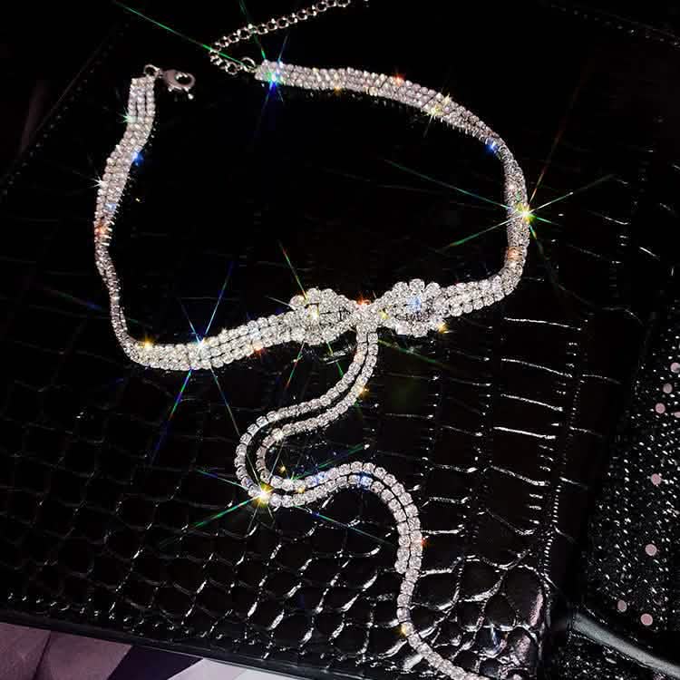 Luxury Trendy Crystal Choker Necklace Clavicle Chain Necklace For Women Wedding Fashion Jewelry Collar