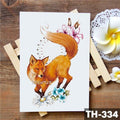 Luxury Waterproof Wolf Fox Temporary Watercolor Tattoo Sticker Modern 3D Animals Tattoos