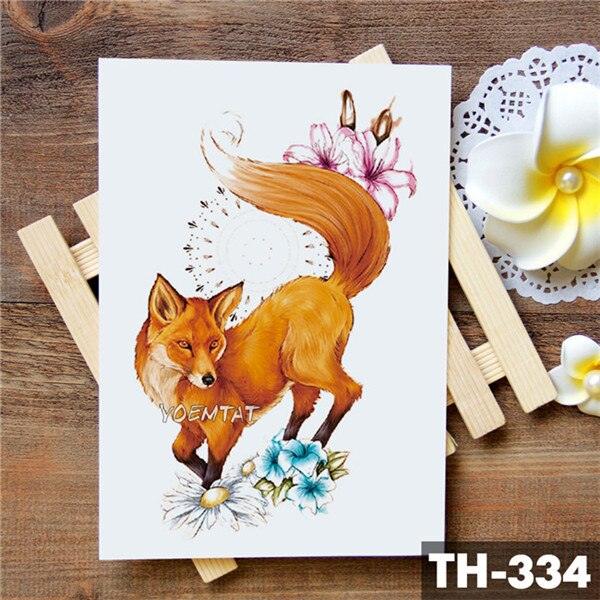 Luxury Waterproof Wolf Fox Temporary Watercolor Tattoo Sticker Modern 3D Animals Tattoos