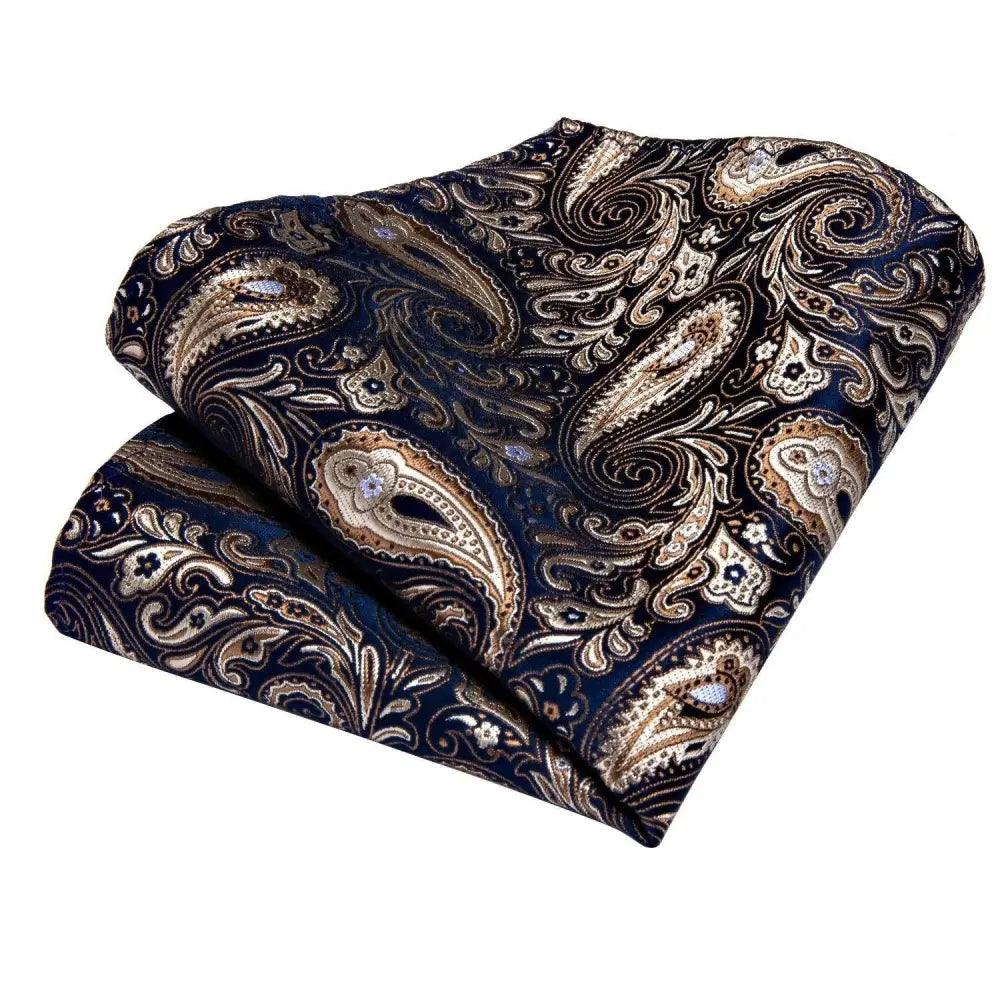 Luxury Wedding Party Floral Design Silk Necktie Hanky And Matching Cufflinks Set For Men Classic Design Necktie Set For Men