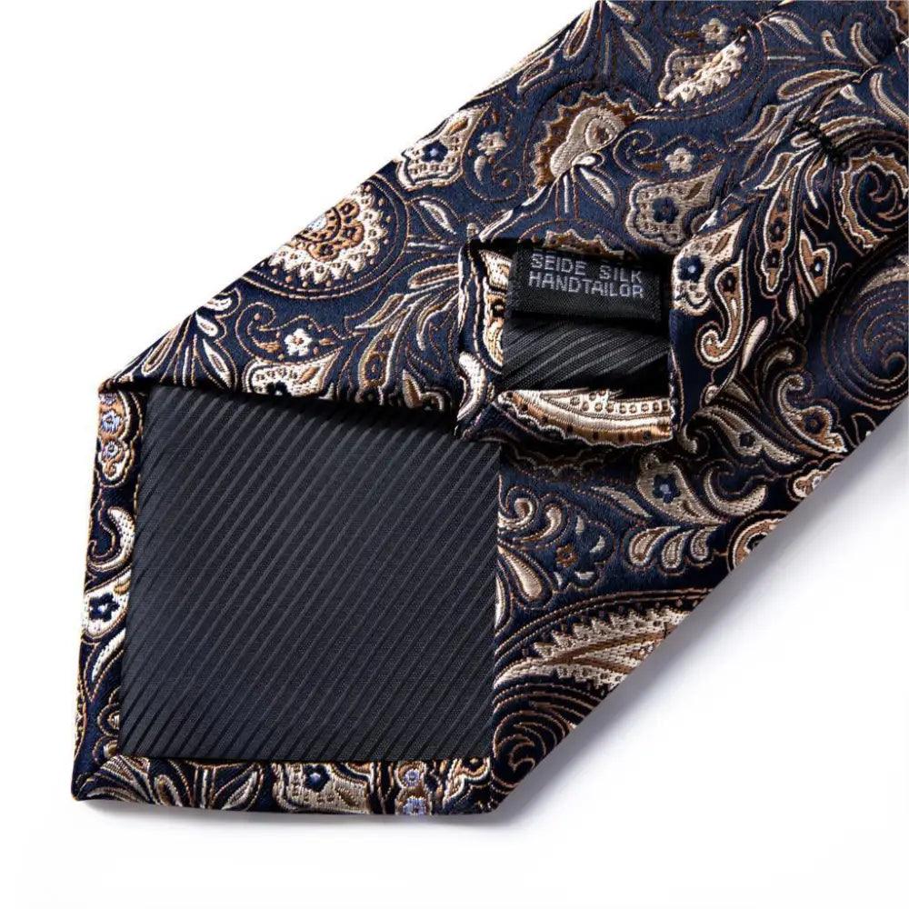 Luxury Wedding Party Floral Design Silk Necktie Hanky And Matching Cufflinks Set For Men Classic Design Necktie Set For Men