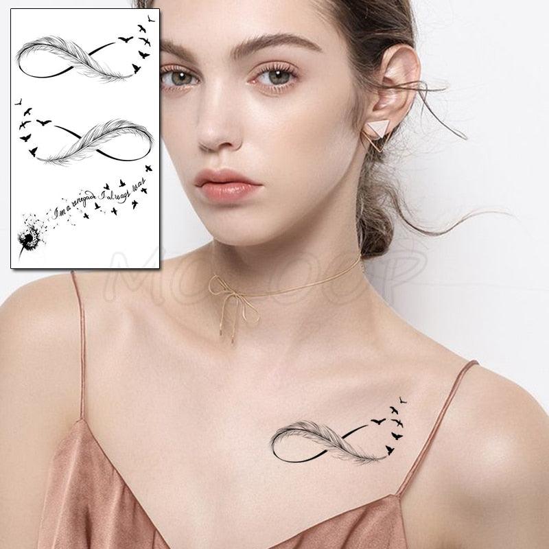 Luxury Womens Different Temporary Waterproof Tattoo Sticker Feather Dandelion Tattoos For Makeup Party