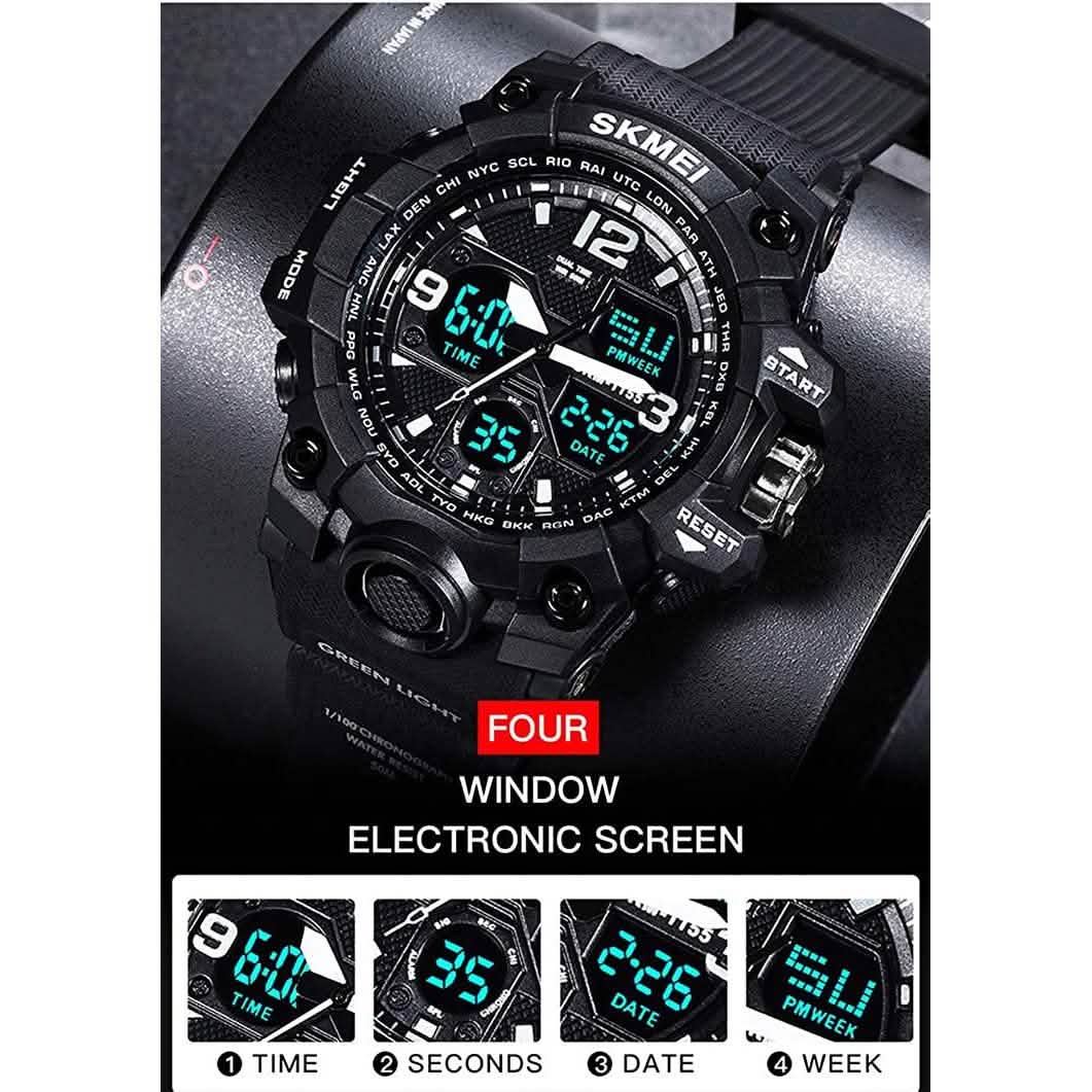 LYMFHCH Large Dual Dial Time Outdoor Army Wrist Watch Tactical