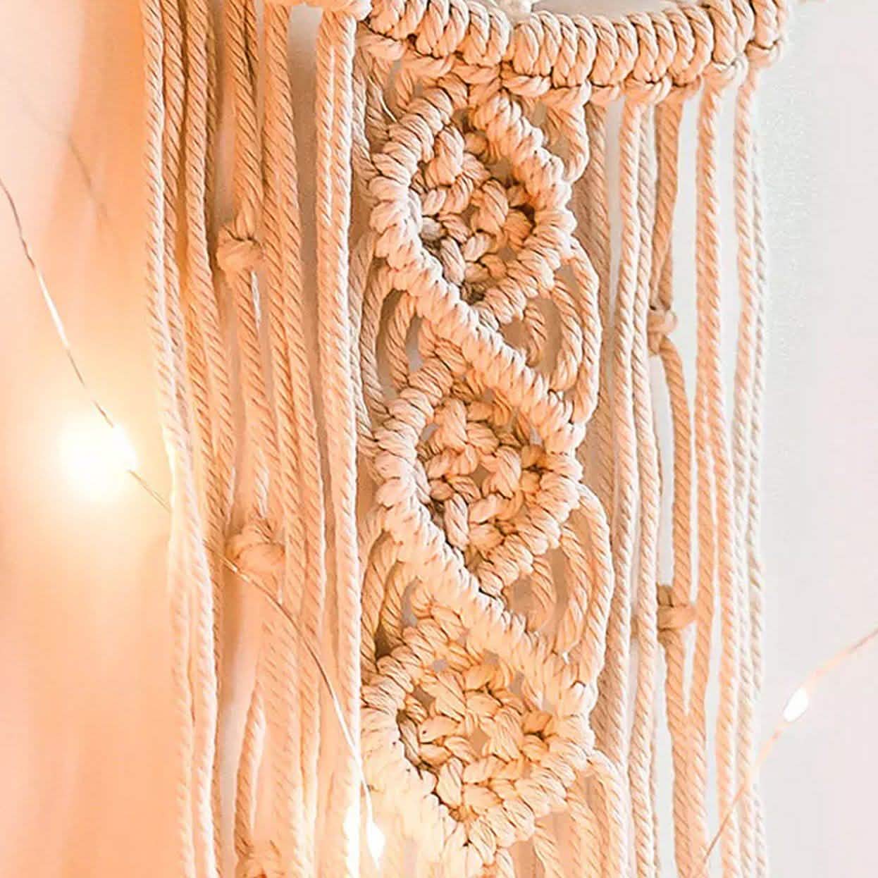 Macrame Woven Wall Hanging Boho Tapestry Moon Star Dreamcatcher Home Decor