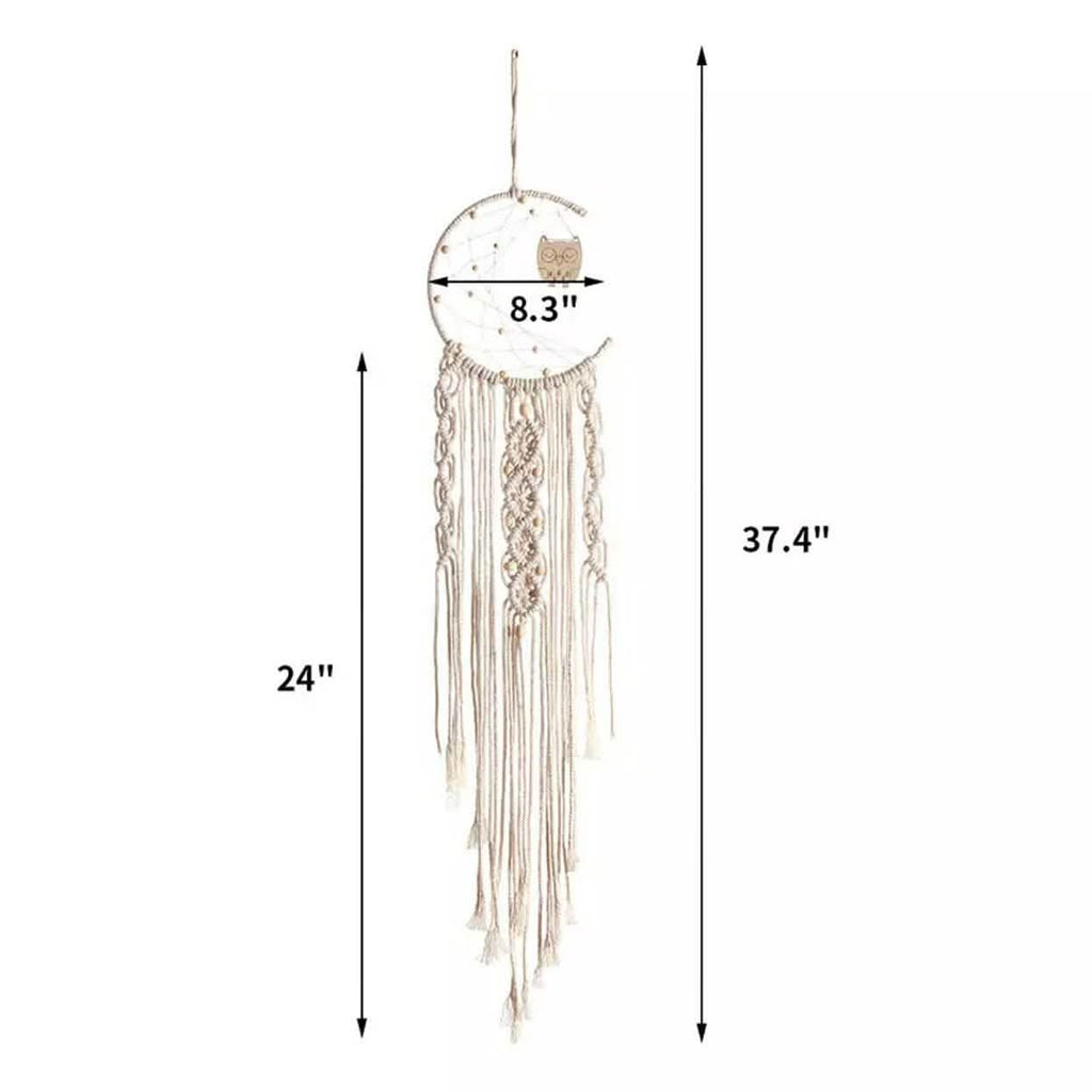 Macrame Woven Wall Hanging Boho Tapestry Moon Star Dreamcatcher Home Decor