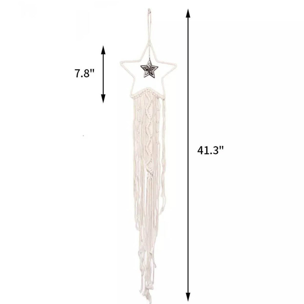 Macrame Woven Wall Hanging Boho Tapestry Moon Star Dreamcatcher Home Decor