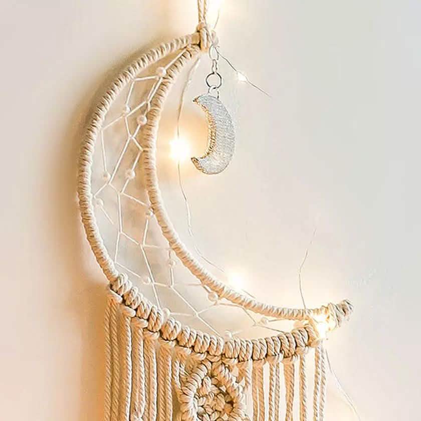 Macrame Woven Wall Hanging Boho Tapestry Moon Star Dreamcatcher Home Decor