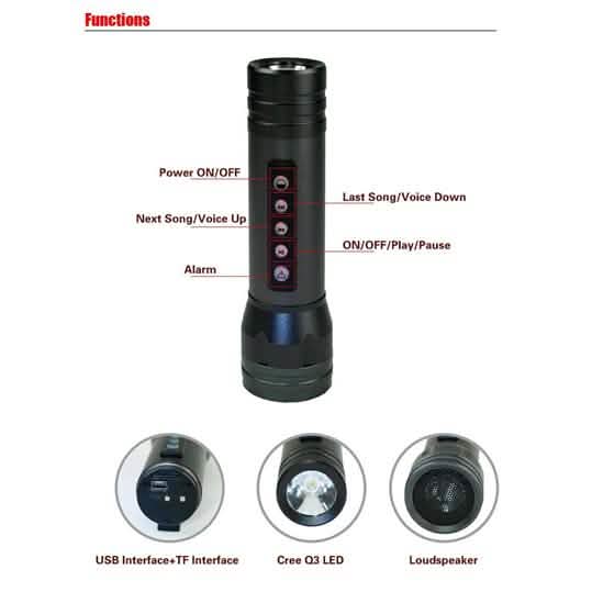 Magic Music Torch Bicycle LED Flashlight With Alarm