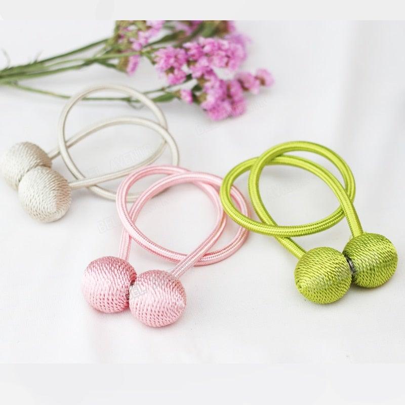 Magnetic Curtain Tieback Buckle Strap Holdbacks Magnet Clip For Curtain Rod Tie Backs Hanging Belts Rope Accessories Upgraded Curtain Buckles European Style Decorative Weave Rope Curtain Holdbacks Holder For Window Decor Curtain Clips Rope Straps Magnet