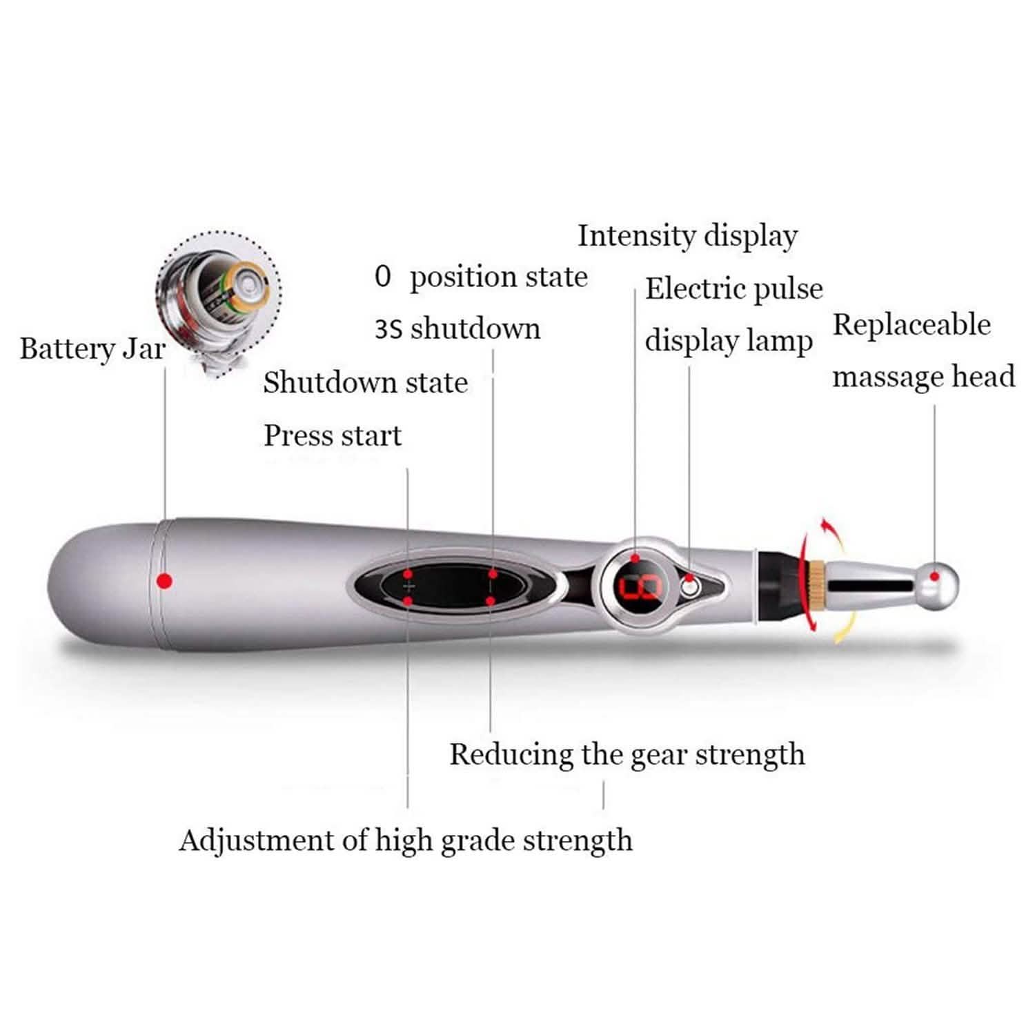 Magnetic Electric Acupuncture Meridians Laser Therapy Heal Massage Pen