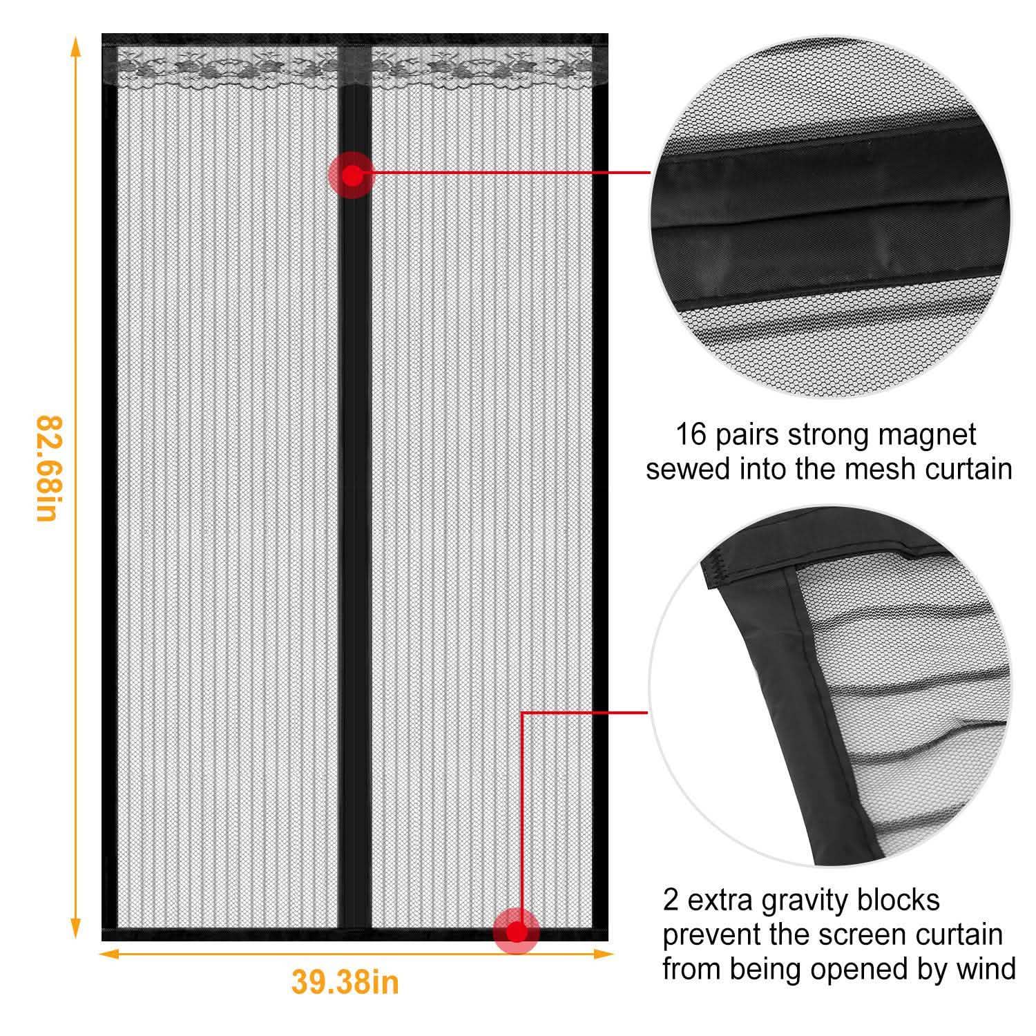 Magnetic Screen Door Hands-free Fly Mesh Door Curtain