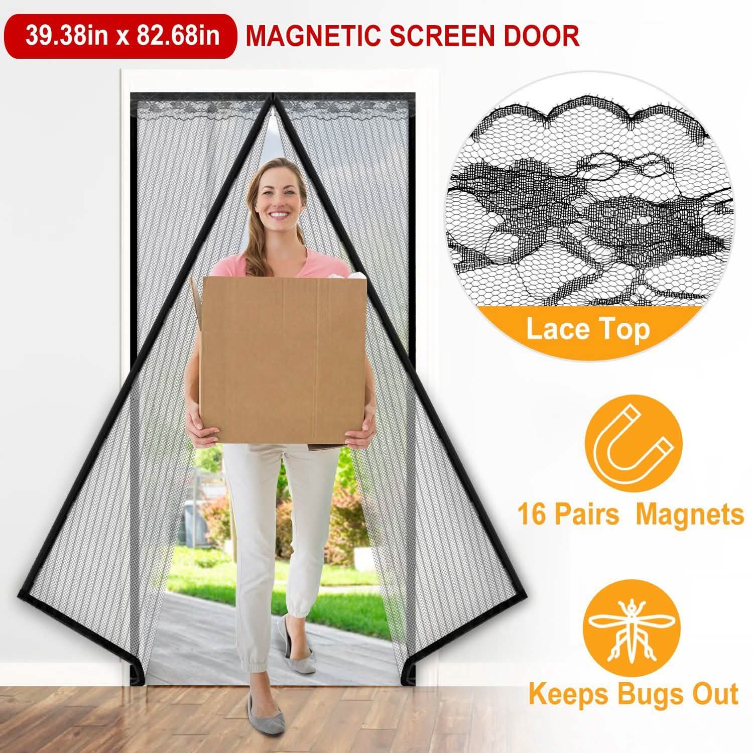 Magnetic Screen Door Hands-free Fly Mesh Door Curtain