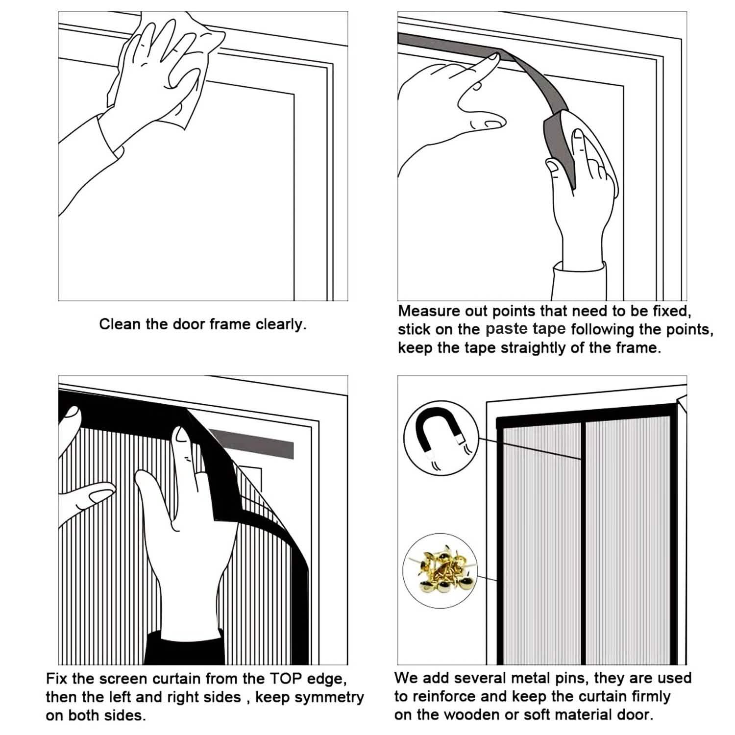 Magnetic Screen Door Hands-free Fly Mesh Door Curtain