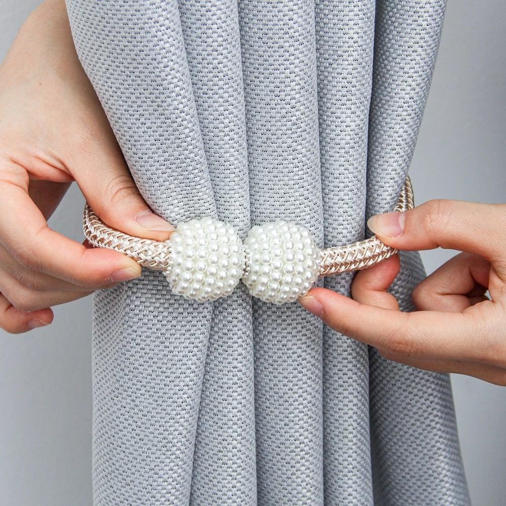 Magnets Curtains Clamps Curtain Holder Pompom Tieback Magnetic Clips Hanging Balls Tie Back Home Decoration Accessories Magnetic Curtain Tiebacks European Style Decorative Curtain Drape Tie With Strong Magnetic For Home And Office Decoration