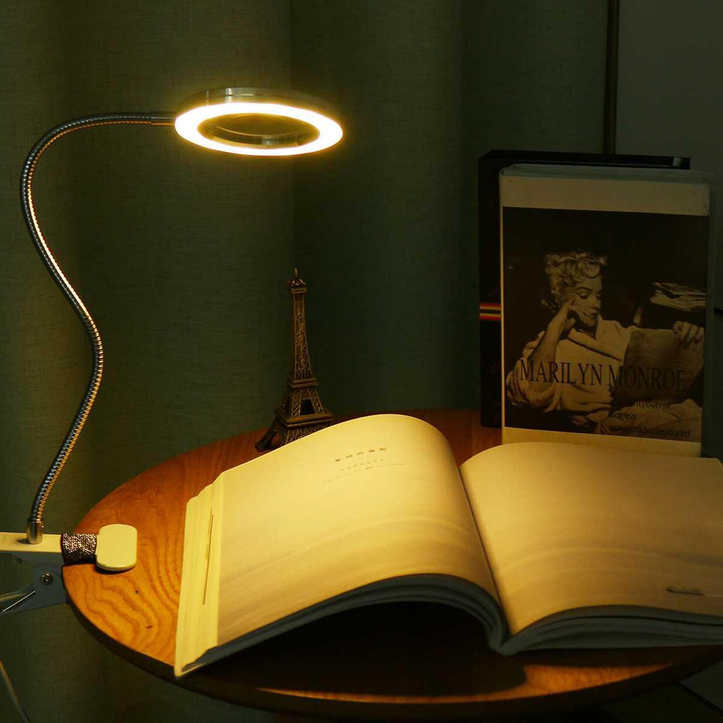 Magnifier Nail Beauty Light Tattoo Clip Light USB Table Lamp Flexible LED Desk Lamp Student Book Lights Study Lamp Reading Light Decorative Table Lamp Cute Study Lamps for Bedroom Décor