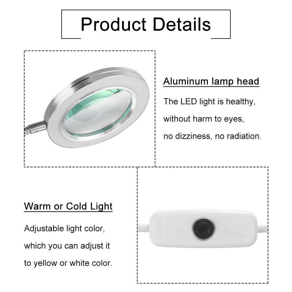 Magnifier Nail Beauty Light Tattoo Clip Light USB Table Lamp Flexible LED Desk Lamp Student Book Lights Study Lamp Reading Light Decorative Table Lamp Cute Study Lamps for Bedroom Décor