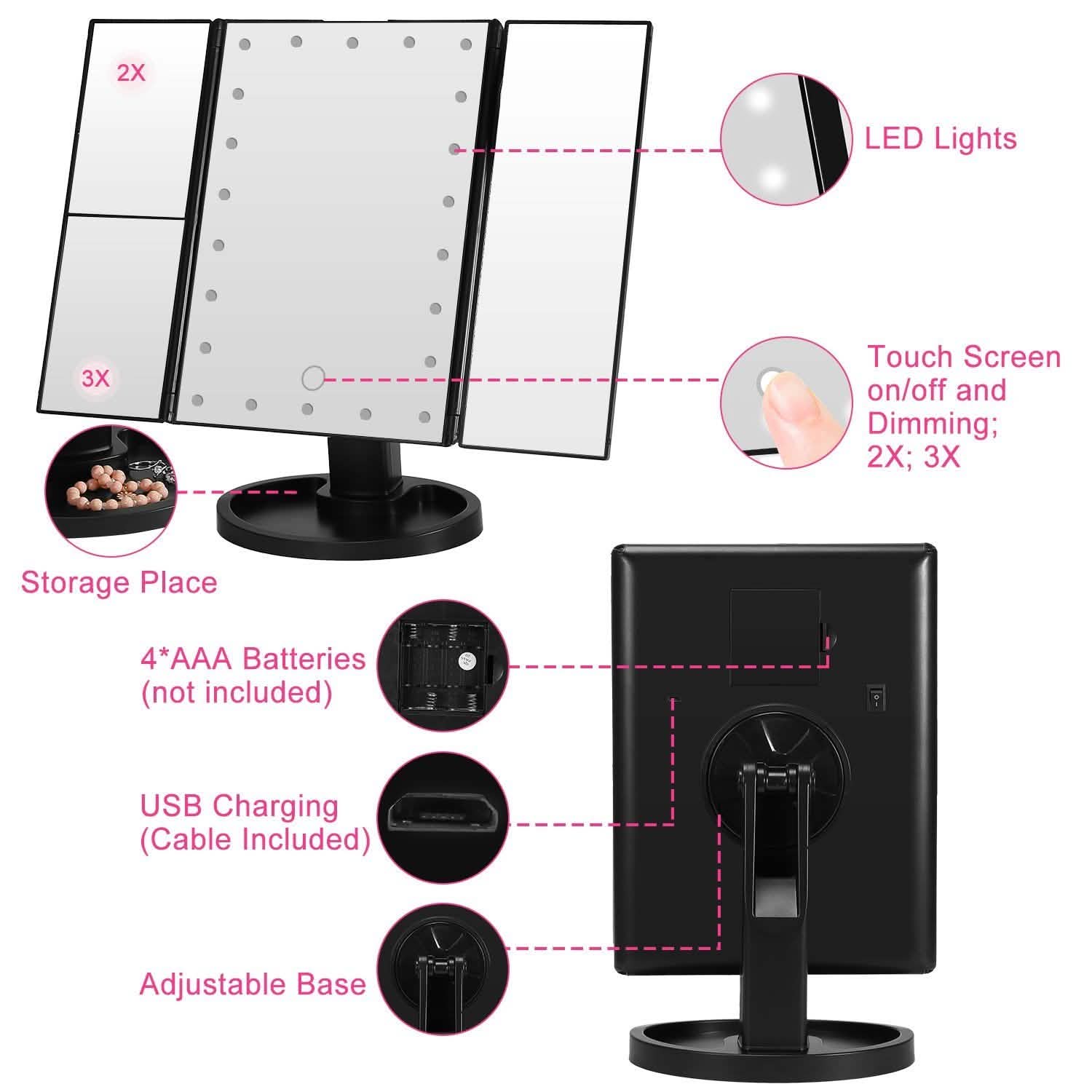 Make Up Mirror with 22 LED Lights