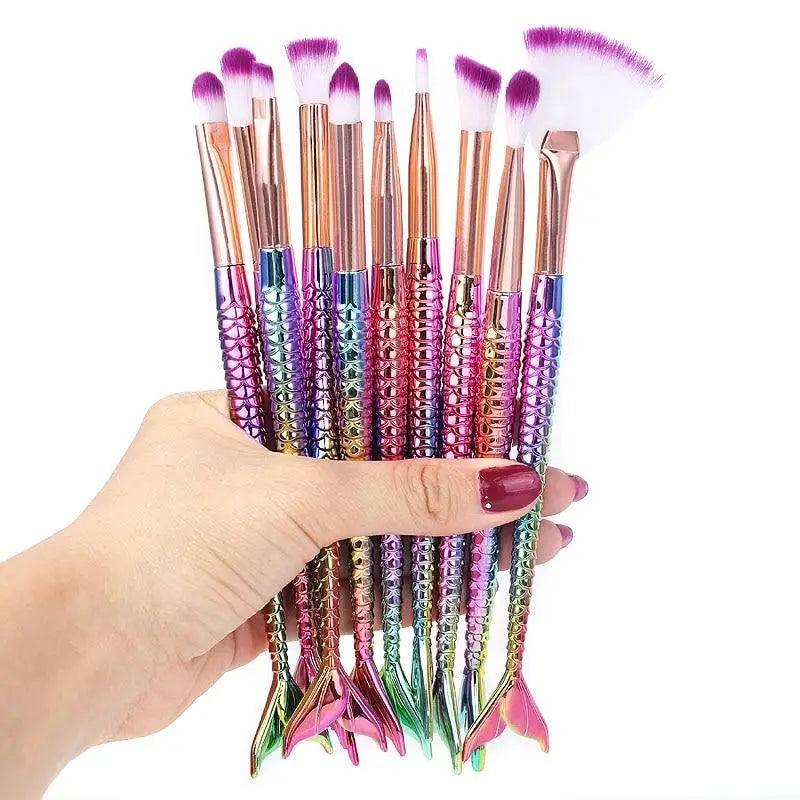 Makeup Brushes Kit Natural Tool Pencil Cosmetics Foundation Artist Mermaid Highlighter Face Set Of Bronzer Eyeshadow Lip