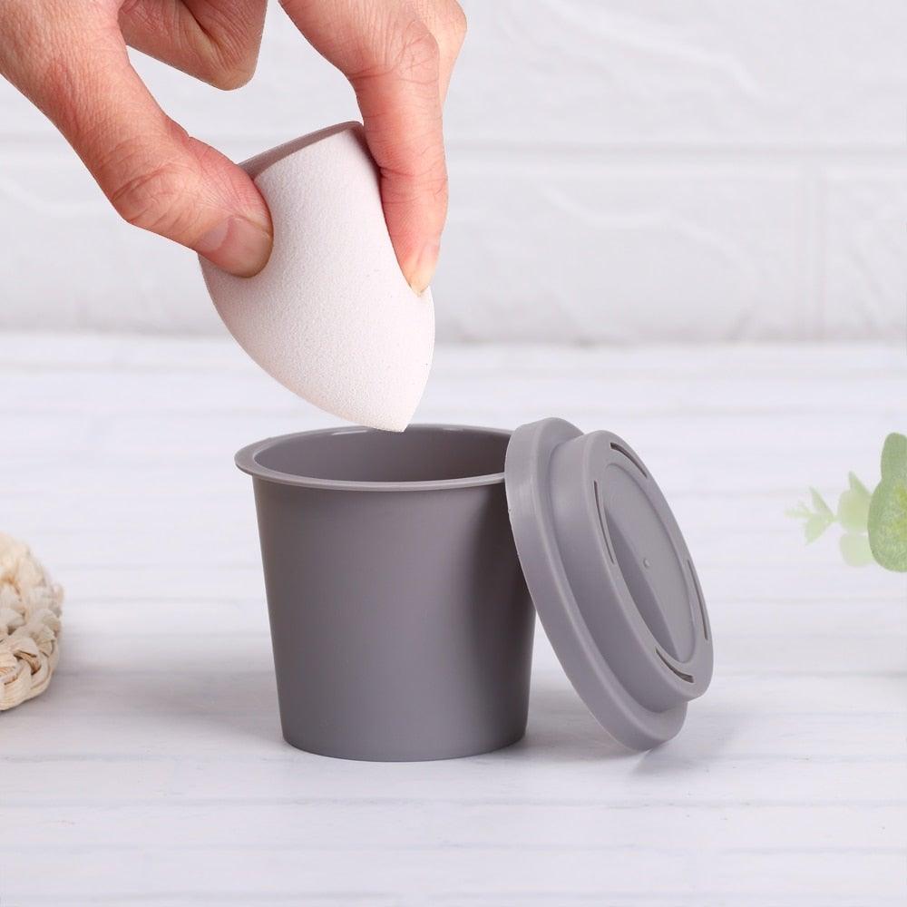 Makeup Sponge Case Capsule Shaped Box Container Makeup Drying Holder Easy Sponge Display Storage Cosmetic Puff Holder Egg Shape Box