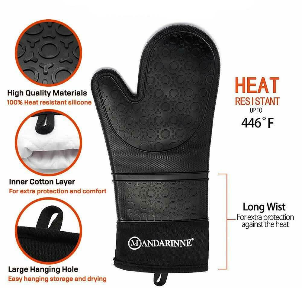 Mandarinne Silicone Oven Mitts and Apron Set